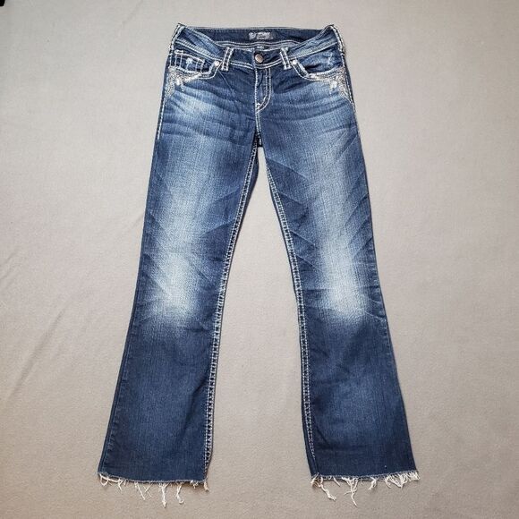 Silver Jeans, Suki Mid Slim Boot Womens bling / embroidery cropped bootcut - Picture 2 of 15